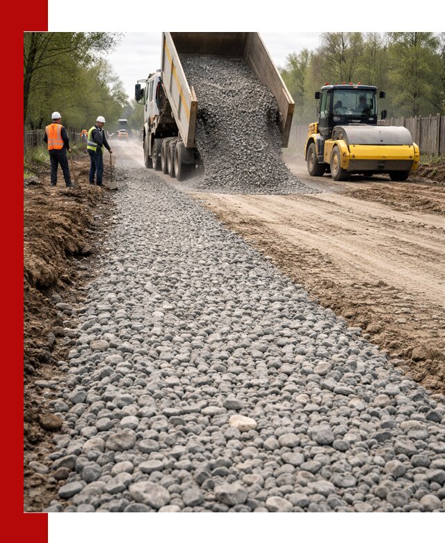 Доставка щебня для отсыпки дорог в Выборге высокого качества