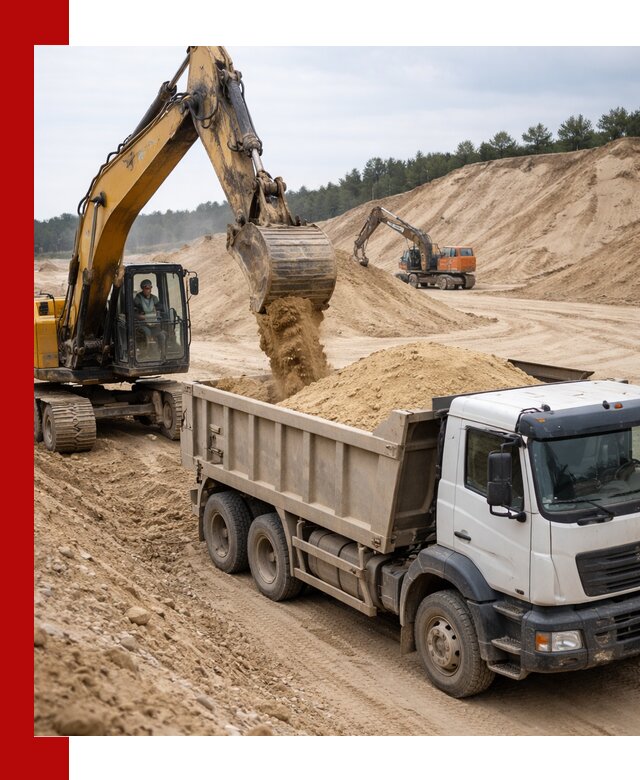 Доставка карьерного песка с самосвалами и разгрузкой в Выборге