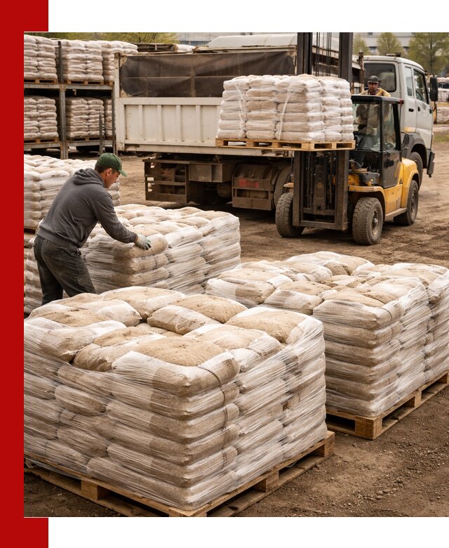 Карьерный песок в мешках с доставкой в Выборге