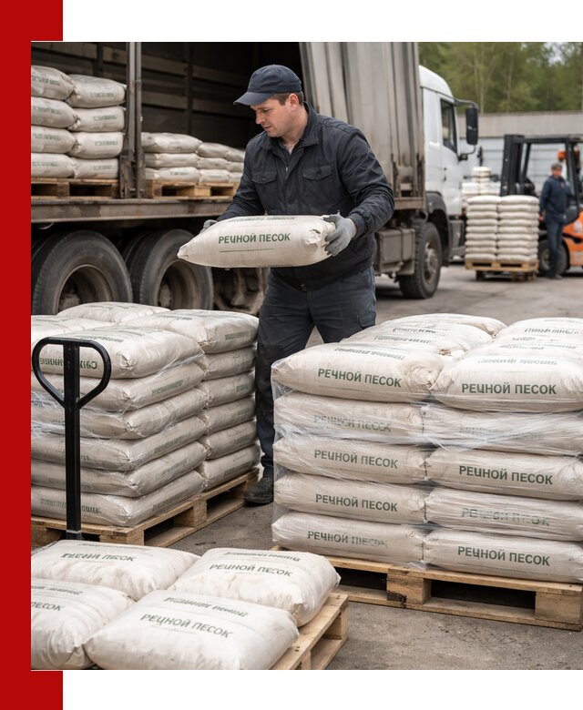Речной песок в мешках с доставкой в Выборге