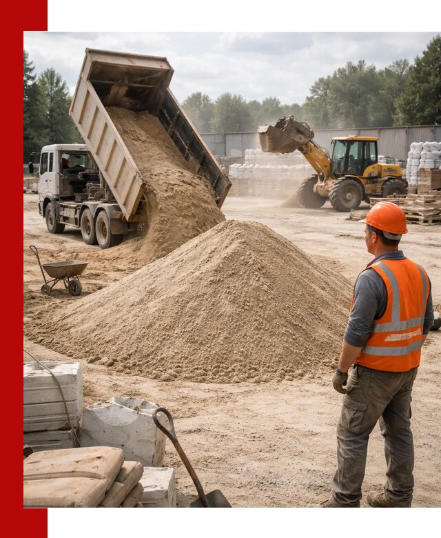 Доставка строительного песка с самосвалом в Выборге