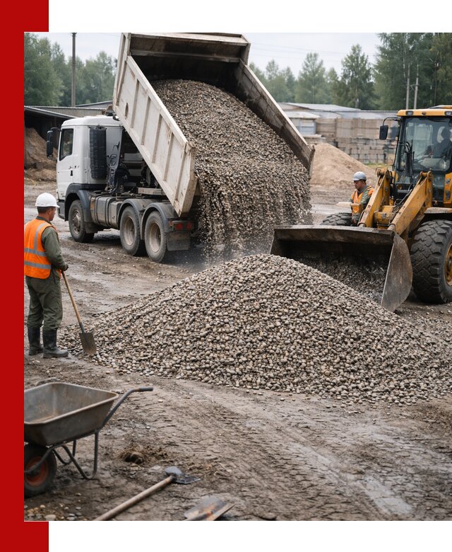 Мытый гравий с доставкой в Выборге от карьера до участка