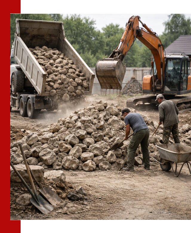 Доставка и разгрузка бутового камня в Выборге