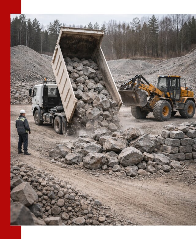 Доставка и продажа бутового гранитного камня в Выборге