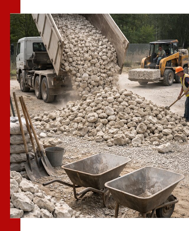 Доставка и продажа бутового известнякового камня в Выборге