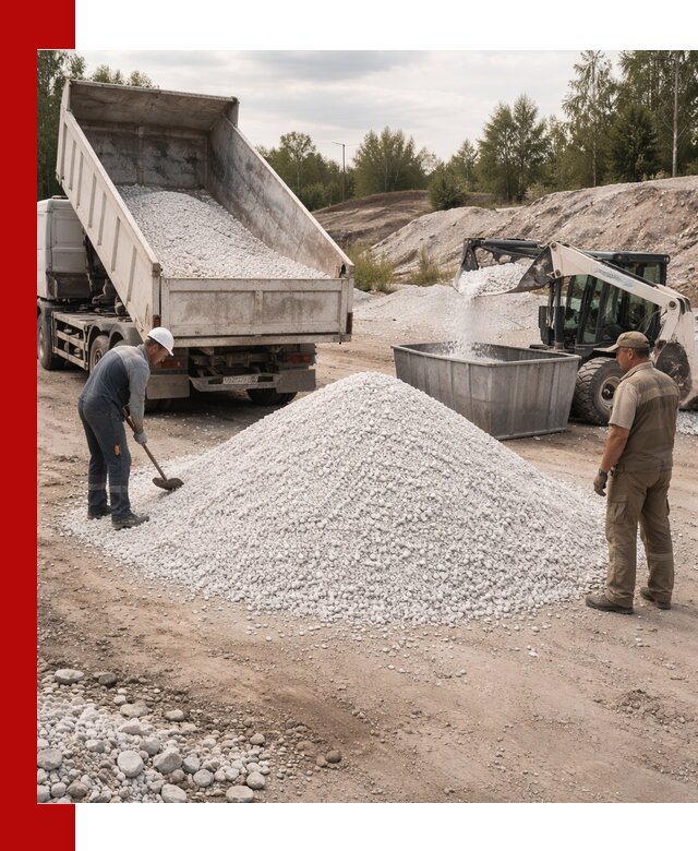 Доставка и продажа белой мраморной крошки в Выборге