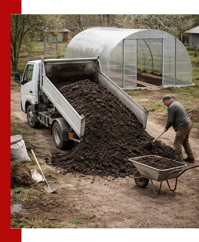 Чернозем для теплицы с доставкой в Выборге