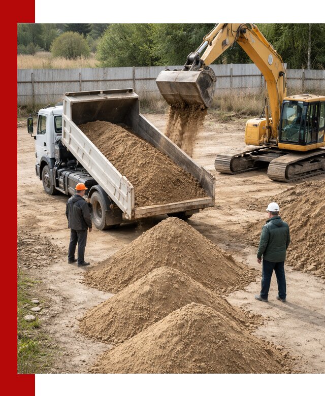 Доставка супеси вагонными и автопартиями в Выборге