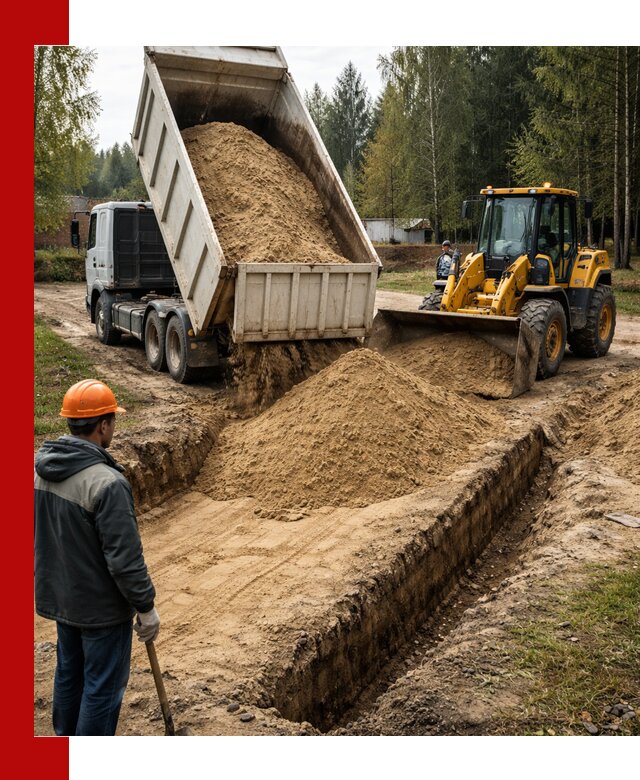 Доставка песчаного грунта в Выборге для строительных работ