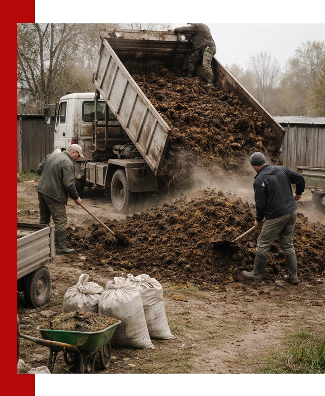 Доставка коровьего навоза самосвалом в Выборге