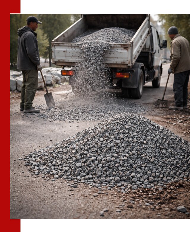 Гранитная крошка для посыпки дорог и тротуаров в Выборге