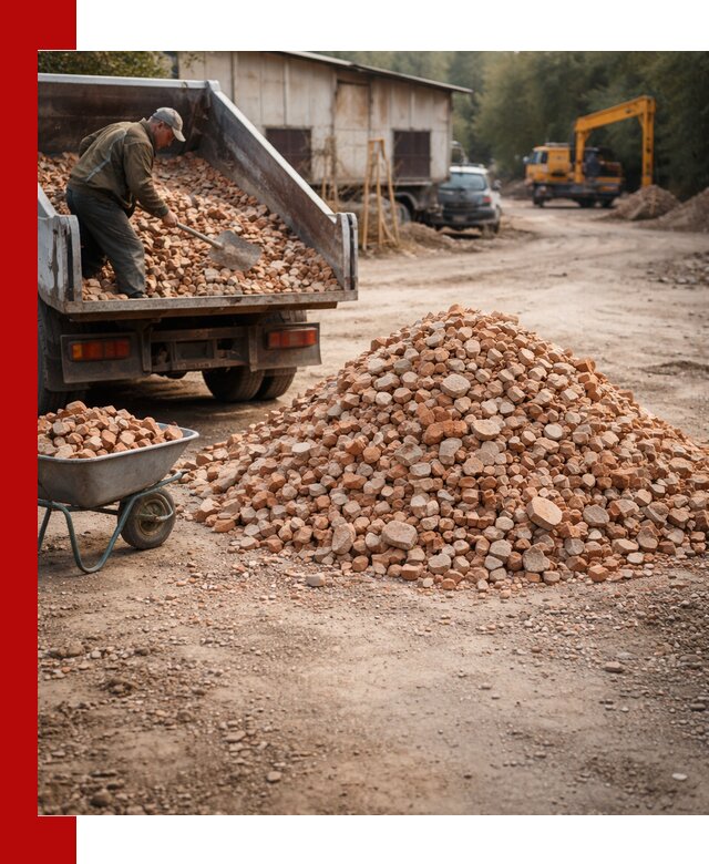 Доставка и подушка из боя кирпича с разгрузкой в Выборге