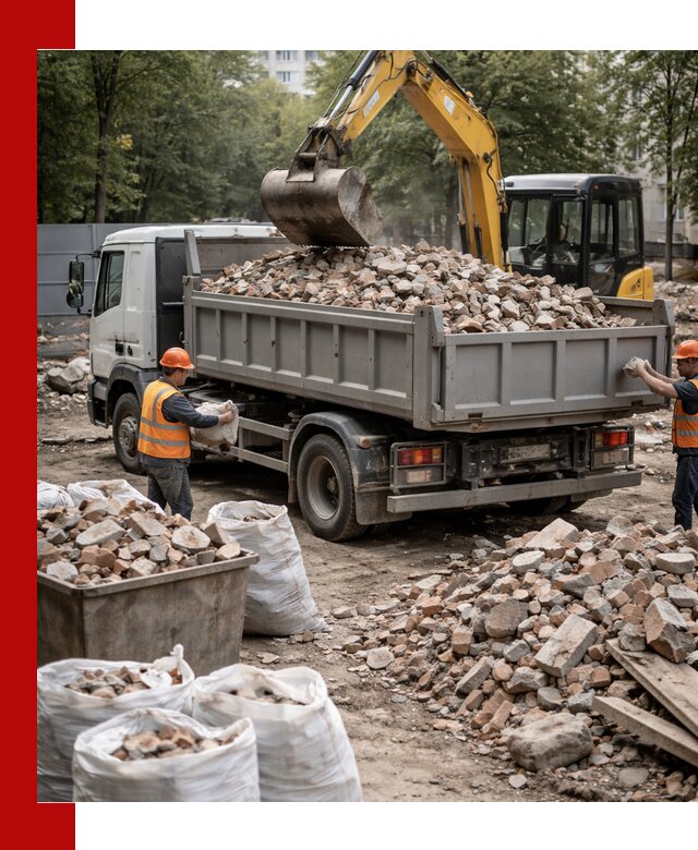 Вывоз строительного мусора в Выборге с самосвалами и контейнерами