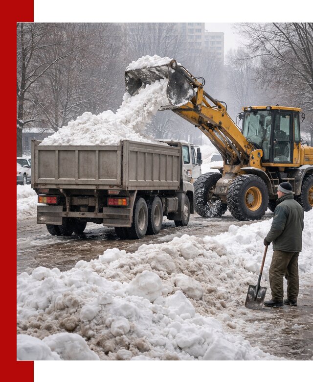 Вывоз снега грузовой техникой в Выборге оперативно и чисто