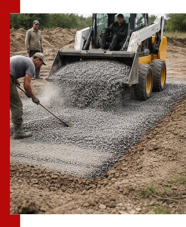 Устройство щебеночной подушки в Выборге для дорог и фундаментов